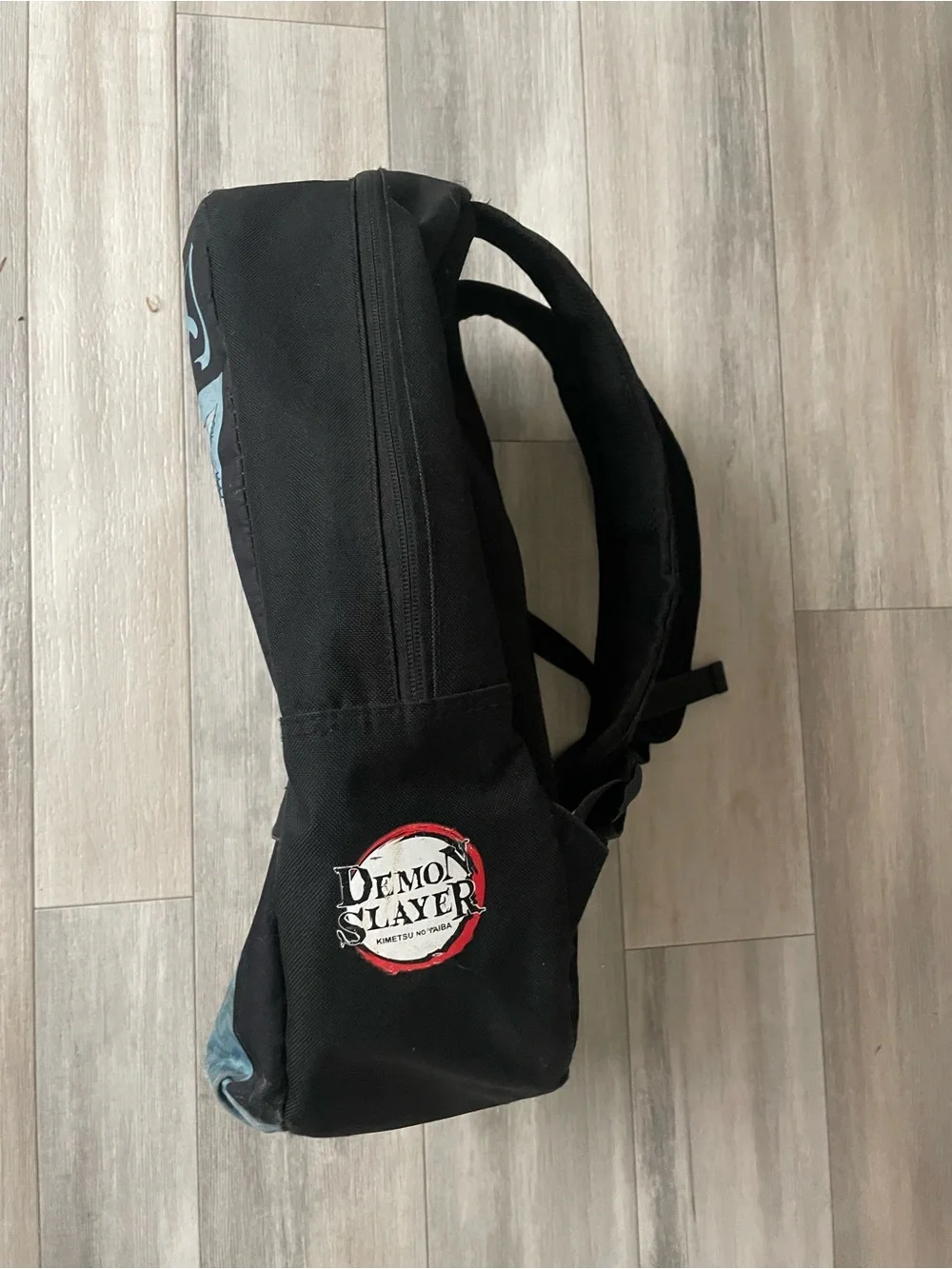 Demon Slayer Black Anime-Graphic Backpack with Multicolor Panels